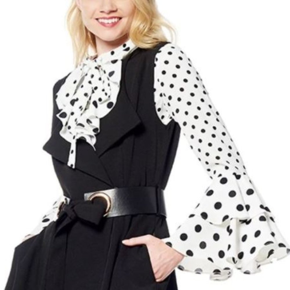 Bell Sleeve Polka Dot Blouse
